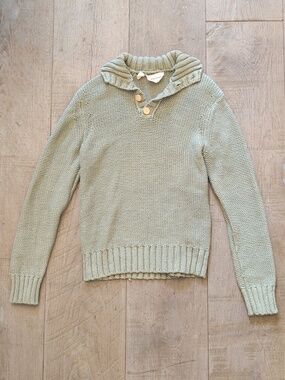 DKNY Green Heavy Knit Cable Sweatshirt Size Small
